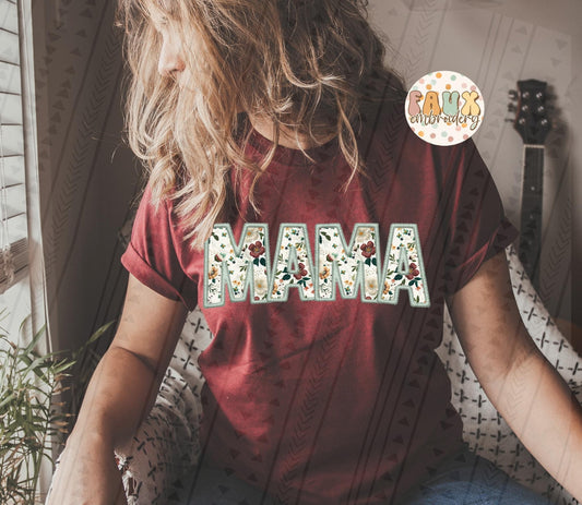 Mama Floral Embroidery DTF Transfer
