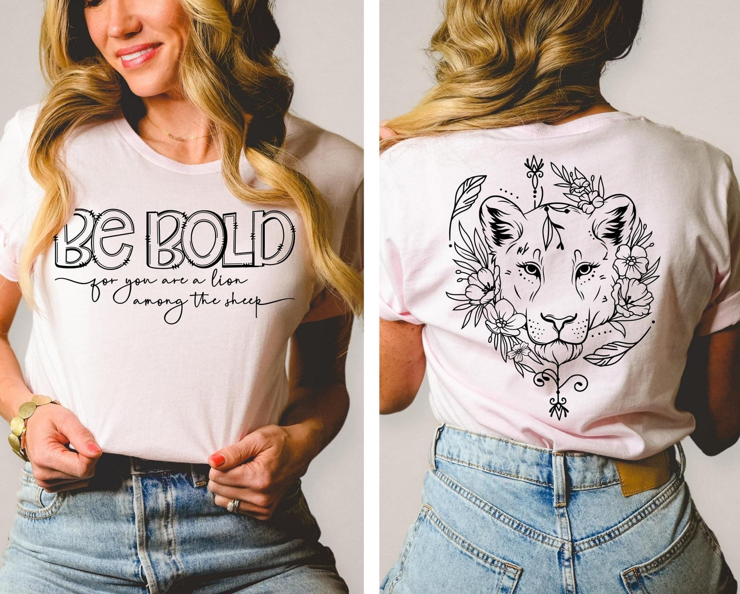 Be Bold - Lion Among Sheep (Back & Front) DTF Transfer