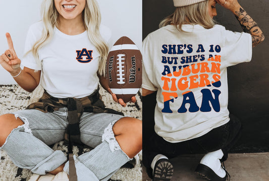 She's A 10 - Auburn Fan DTF Transfer