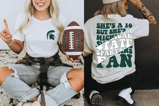 She's A 10 - Spartans Fan DTF Transfer